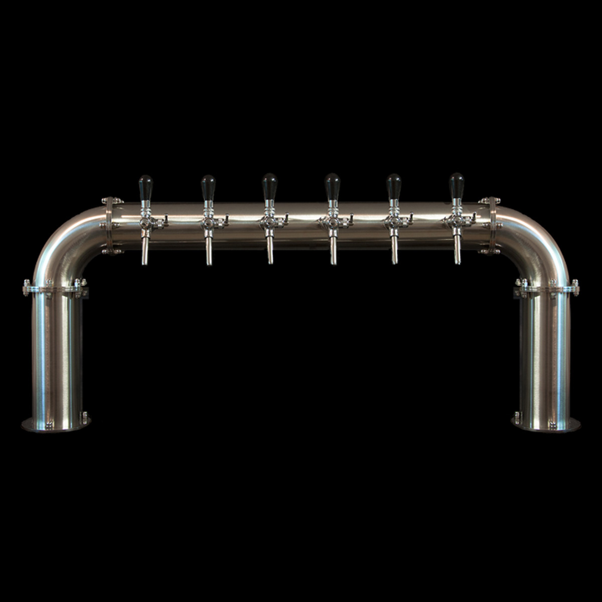 kolumna ze stali nierdzewnej inox industrialna na 6 kranów flagowy model typu bridge, efektowny i masywny