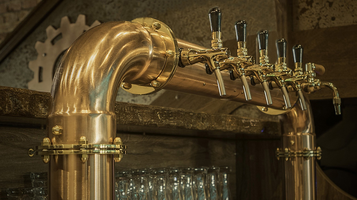 miedziany nalewak piwny columbus p 6 kranow, montaż: Nysa