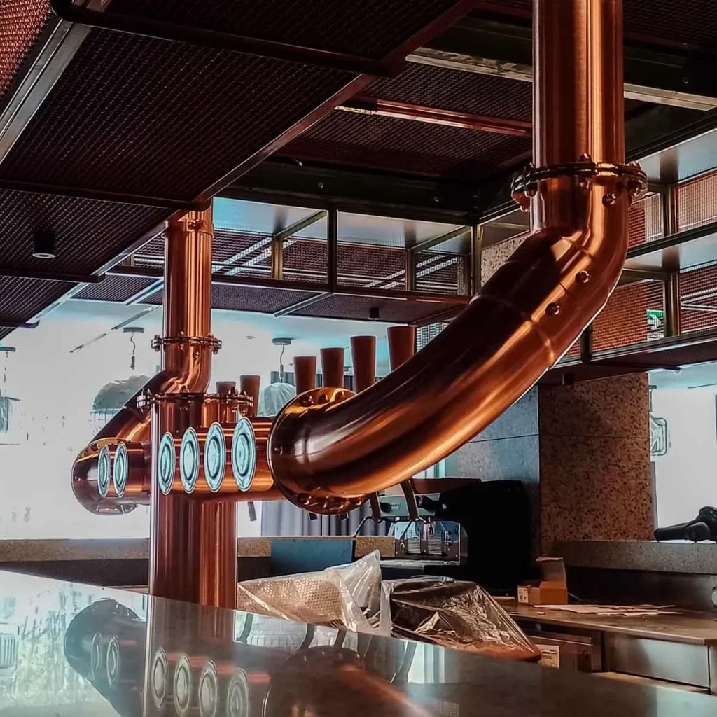 copper beer draught tap font tower